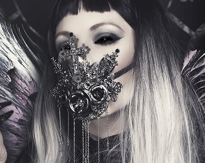FASTER SHIPPING mouthpatch mask "Crucifixed III" - gothic, cosplay, fantasy