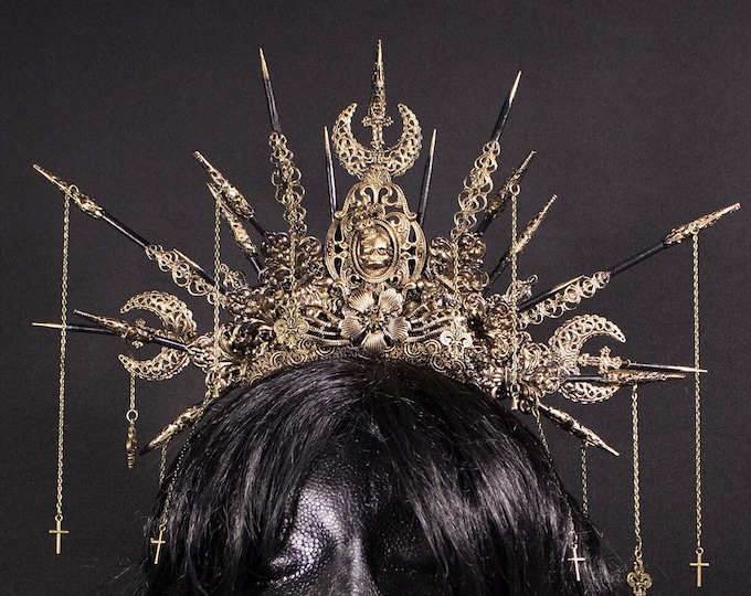 CUSTOM ORDER headdress crown "Crescent Moon" - headpiece, gothic, fantasy, cosplay