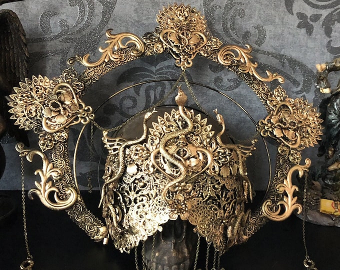 CUSTOM ORDER Set Medusa snake "Lady Medusa" blind mask & halo headpiece - cosplay, gorgon, fantasy, shaman