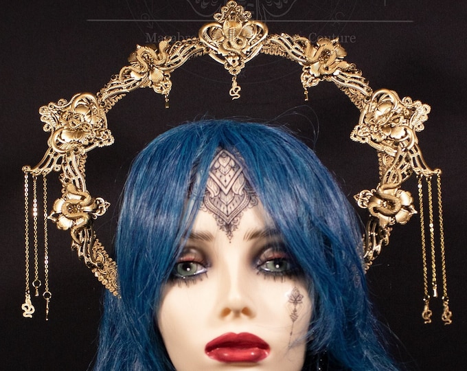 CUSTOM ORDER Medusa snake halo headpiece "Medusa Queen" - fantasy, cosplay, gorgon, shaman