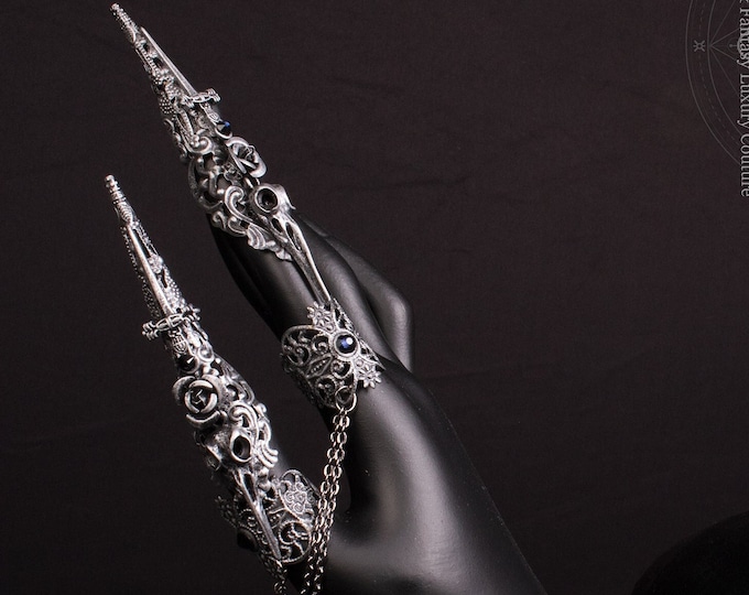 CUSTOM ORDER 2 finger metal claws "Munin" - cosplay, pagan, fantasy , viking