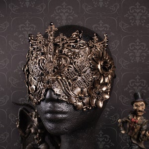 CUSTOM ORDER blind mask &quot;Crucifixed Wings&quot; - gothic fantasy cosplay