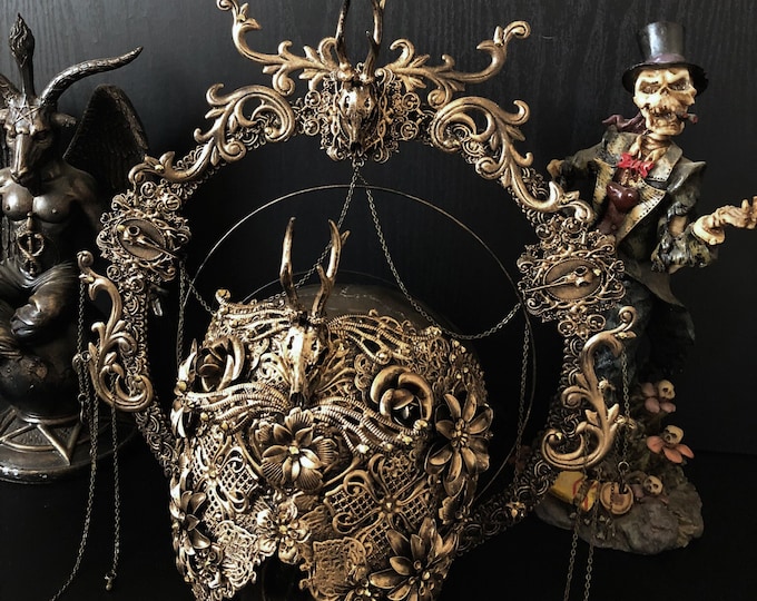 CUSTOM ORDER Set blind mask & halo headpiece "Cernunnos Love" - cosplay, gothic, fantasy