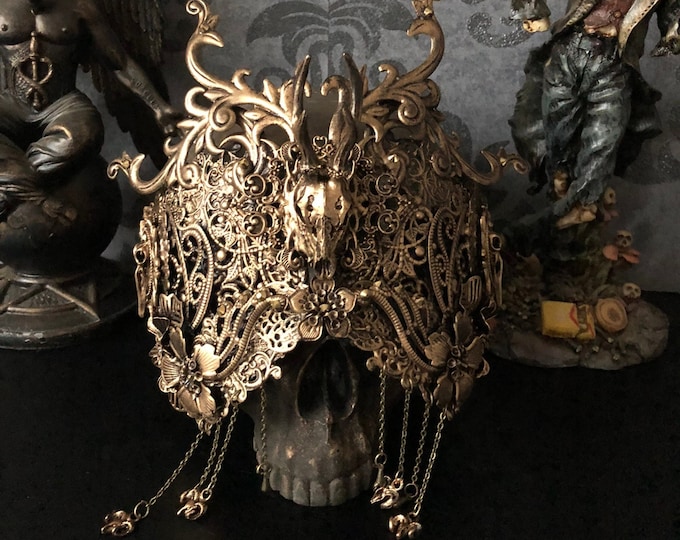 CUSTOM ORDER horned blind mask "Cernunnos III" - cosplay, shaman, fantasy