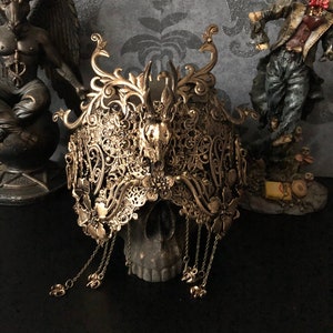 CUSTOM ORDER horned blind mask &quot;Cernunnos III&quot; - cosplay, shaman, fantasy