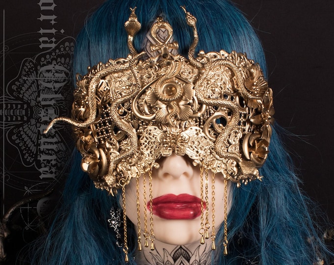 CUSTOM ORDER Medusa snake blind mask “Cleopatra's Pharaoh” - cosplay, gorgon, fantasy