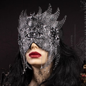 CUSTOM ORDER blind mask &quot;Odin&#39;s Raven&quot; - gothic, cosplay, fantasy
