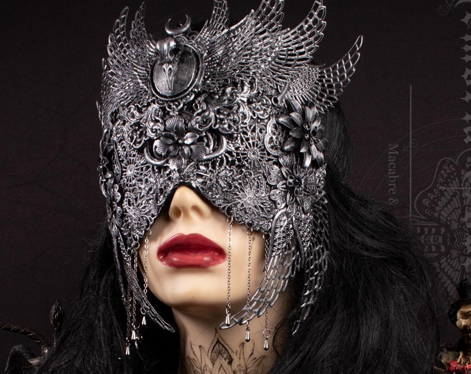 CUSTOM ORDER blind mask "Odin's Raven" - gothic, cosplay, fantasy