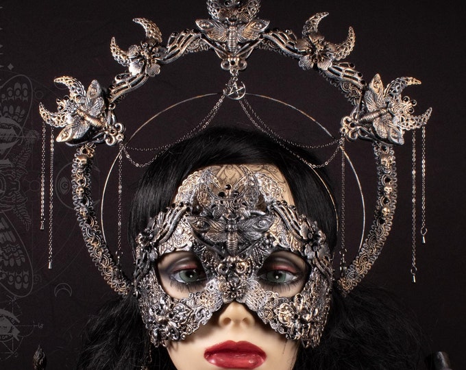 FASTER SHIPPING Set "Mothecy II" blind mask & halo headpiece - gothic, cospay, fantasy