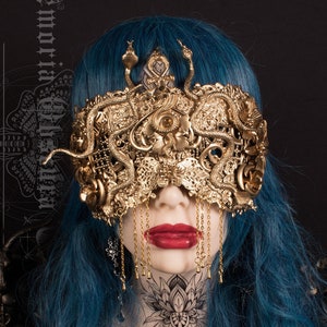 CUSTOM ORDER Medusa snake blind mask “Cleopatra's Pharaoh” - cosplay, gorgon, fantasy - ready for dispatch in 6 - 8 weeks