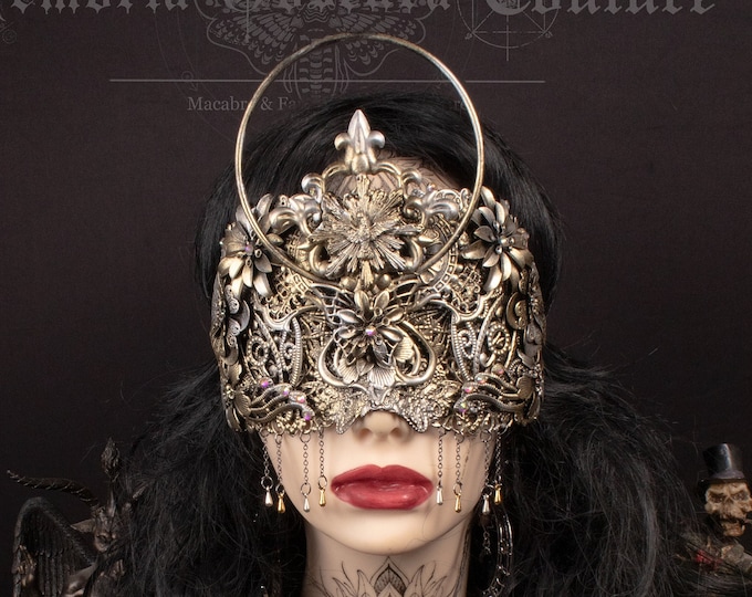 CUSTOM ORDER - gothic fantasy halo blind mask "Angel Warrior"