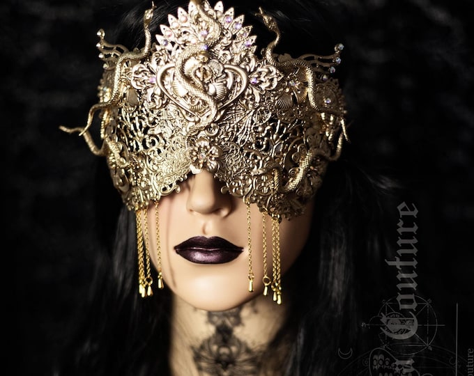 CUSTOM ORDER - Medusa snake blind mask "Lady Medusa" - cosplay, gorgon, pagan, fantasy