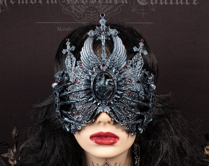 CUSTOM ORDER blind mask "Holly Human Heart" - gothic, cosplay, fantasy