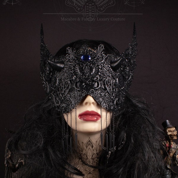 CUSTOM ORDER bat blind mask "Black Bat" - gothic, cosplay, seer, fantasy - ready for dispatch in 6 - 8 weeks