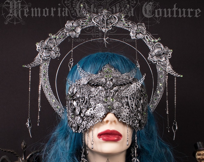 CUSTOM ORDER Set "Viking Queen" blind mask & halo headpiece - cosplay, fantasy, viking, shieldmaiden