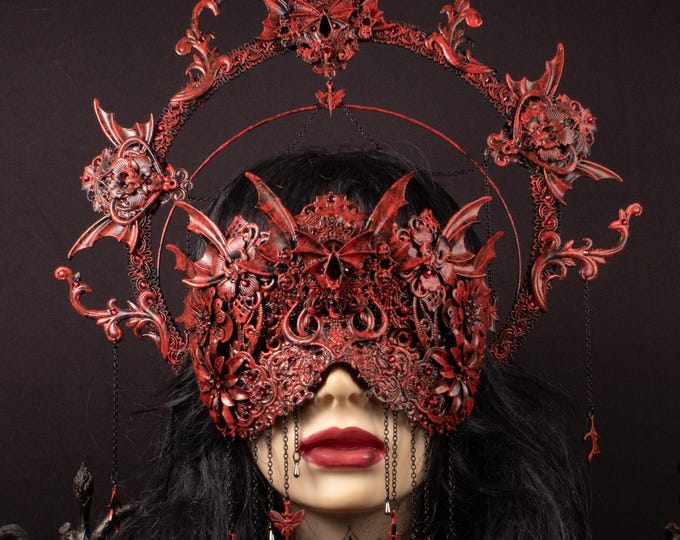 FASTER SHIPPING Set "Baroque Vampire" halo headpiece & blind mask - gothic, cosplay, fantasy