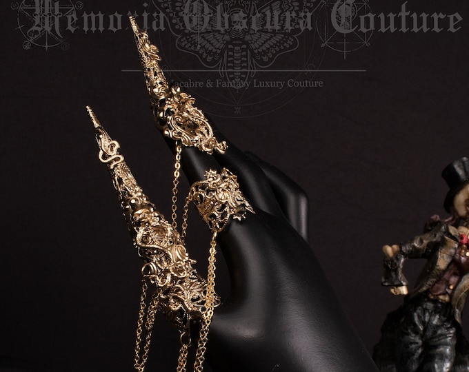 CUSTOM ORDER 2 finger metal claws "Medusa" - gothic, cosplay, fantasy