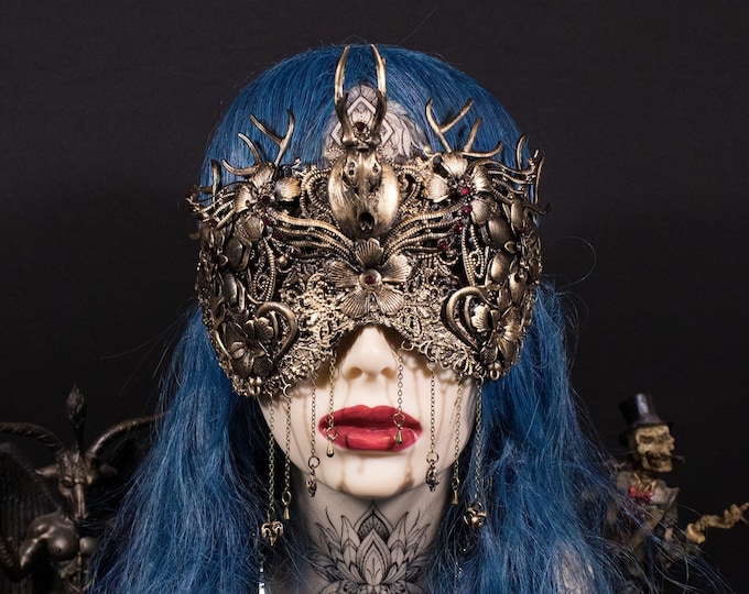 CUSTOM ORDER blind mask "Cernunnos" - cosplay, fantasy, shaman, viking, shieldmaiden