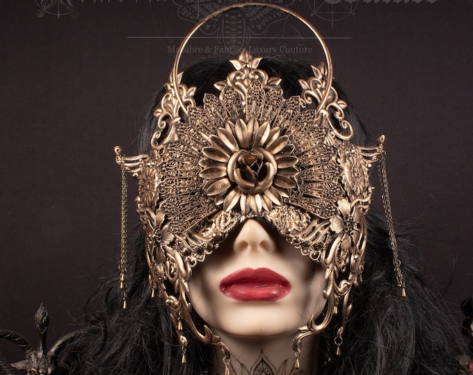 FASTER SHIPPING faceframe halo blind mask "Veritates" - gothic, cosplay, fantasy