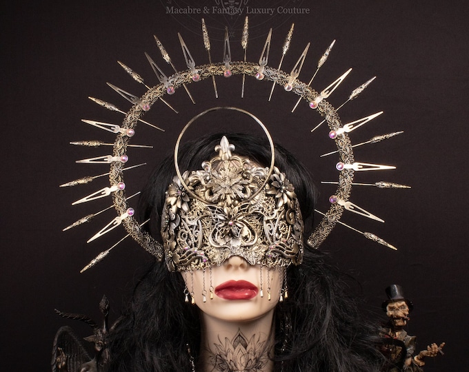 CUSTOM ORDER set "Angel" - halo headpiece & halo blind mask - gothic, cosplay, fantasy