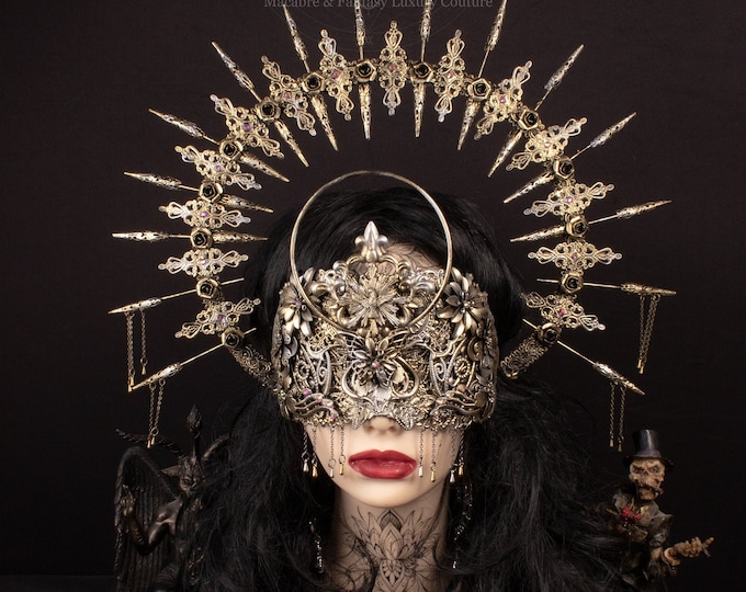 CUSTOM ORDER Set blind mask & halo headpiece "Angel 2" - gothic, cosplay, fantasy