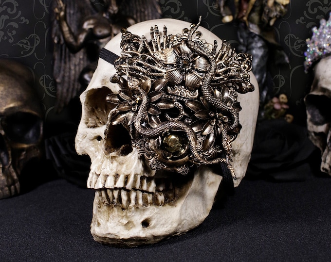 CUSTOM ORDER blind mask eyepatch "Medusa Snake" - fantasy, gorgon, pagan, cosplay