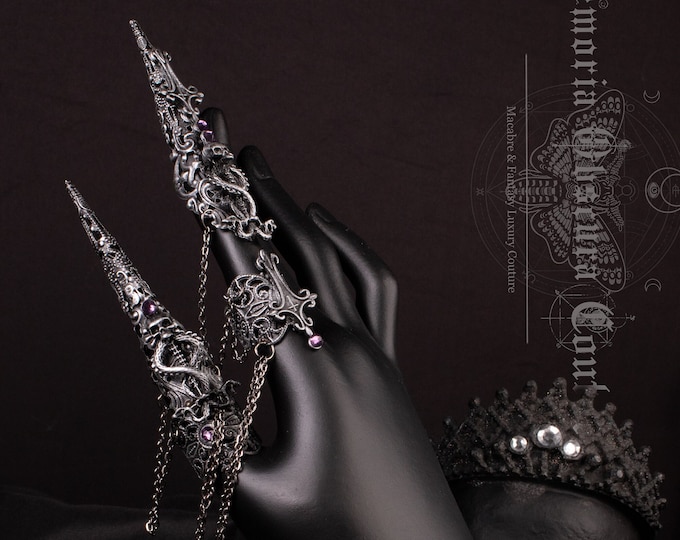 CUSTOM ORDER 2 finger metal claws "Medusa's Cross" - cosplay, fantasy, medusa, snake