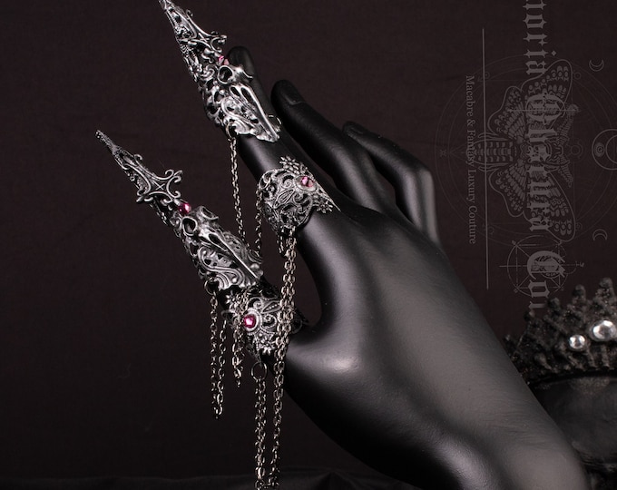 CUSTOM ORDER 2 finger metal claws "Mortica's Raven" - cosplay, viking, shaman, shieldmaiden, fantasy - ready for dispatch in 8 - 10 weeks