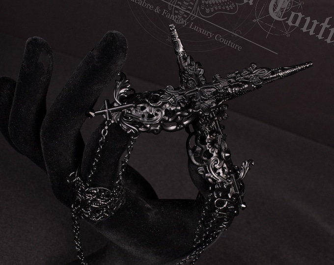 CUSTOM ORDER 2 finger metal claws "Heavenly" - gothic, cosplay, fantasy