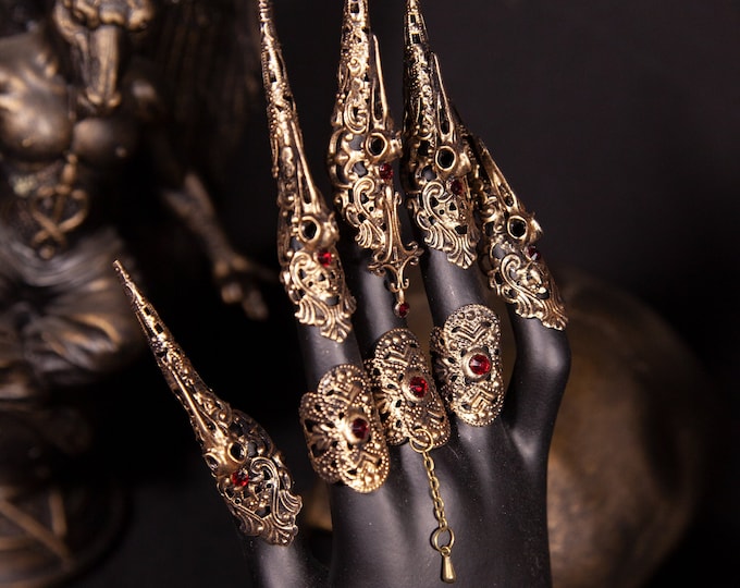 CUSTOM ORDER metal finger claws "RavenCross" - gothic, cosplay, fantasy