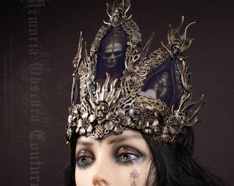 CUSTOM ORDER cathedral stainedglass headpiece crown "Catacombe" - gothic, cosplay, fantasy - ready for dispatch in 6 - 8 weeks