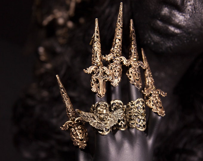 CUSTOM ORDER metal finger glove claws - "Noveau" - gothic, cosplay, fantasy