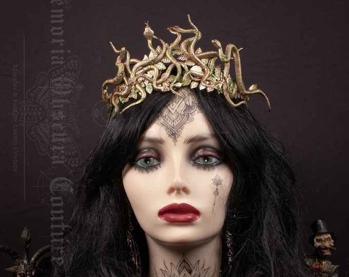 CUSTOM ORDER Medusa snake tiara crown "Cesaria" - fantasy, cosplay, gothic, gorgon, shieldmaiden