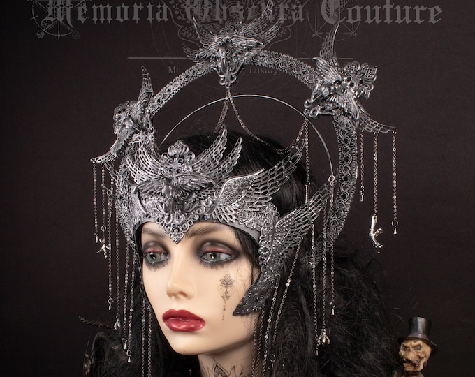 CUSTOM ORDER Set "Raven Claw Ultimate" halo headpiece & faceframe - gothic, cosplay, fantasy