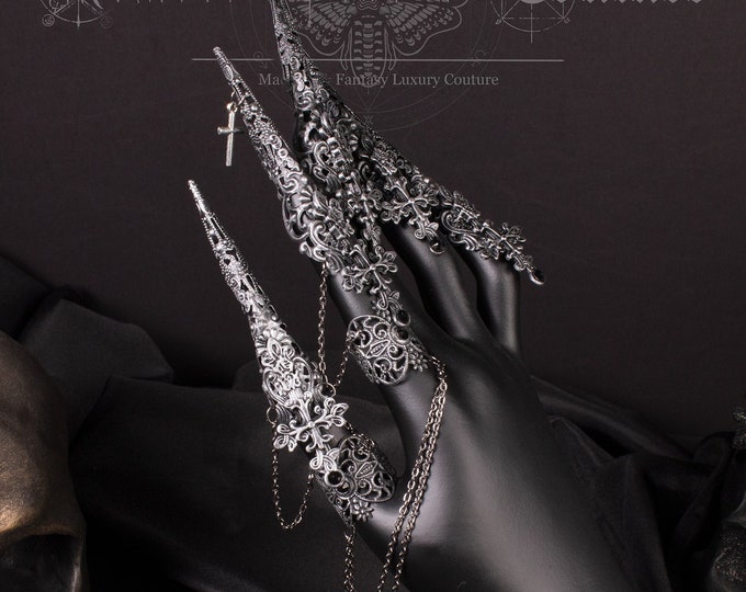 CUSTOM ORDER metal finger claws "Heavenly II" - gothic, cosplay, fantasy