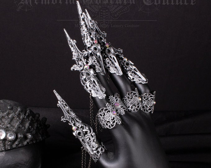 CUSTOM ORDER metal finger claws "Mortica's Raven" - cosplay, viking, shaman, gothic, fantasy
