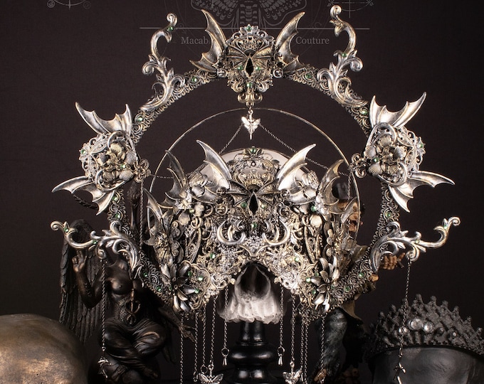 CUSTOM ORDER Set "Baroque Vampire" blind mask & halo headpiece - gothic, cosplay, fantasy
