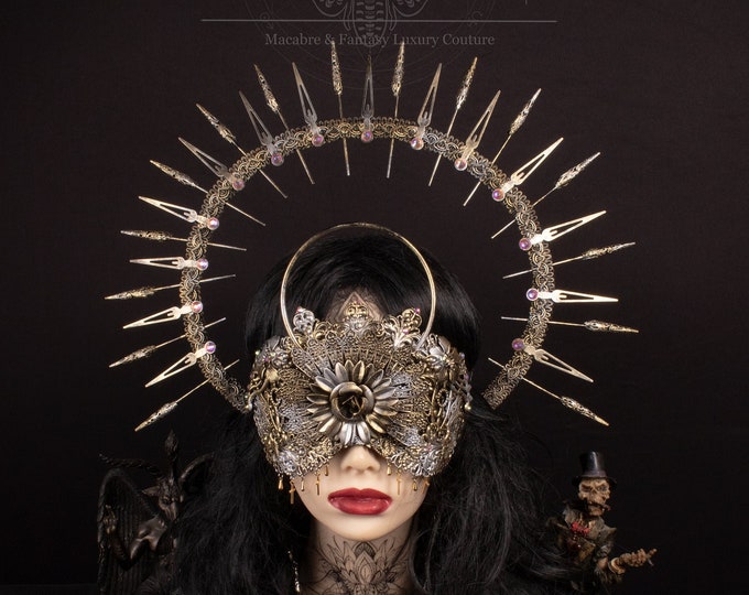 CUSTOM ORDER Set "Pepper II" halo headpiece & halo blind mask - gothic, cosplay, fantasy