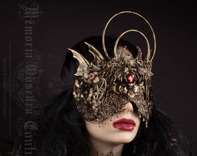 CUSTOM ORDER vampire bat halo blind mask "Paulie" - gothic, fantasy , cosplay
