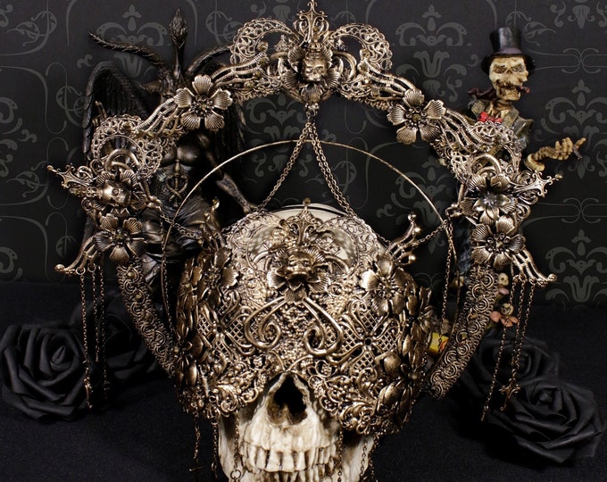 CUSTOM ORDER Set blind mask & halo headpiece "Cresent Moon" - gothic, cosplay, fantasy