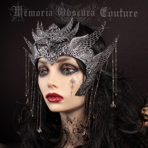 CUSTOM ORDER faceframe headpiece &quot;Raven Skull&quot; - gothic, raven, cosplay, shaman, fantasy