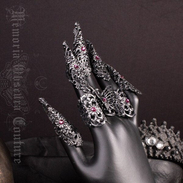 READY MADE Metal finger (DP-S) claws "Butterfly" - gothic, cosplay, fantasy