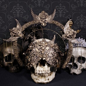 CUSTOM ORDER Set &quot;Viktoria&quot; blind mask and halo headpiece - gothic, cosplay, fantasy