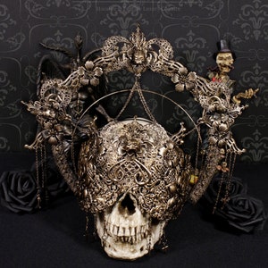 CUSTOM ORDER Set blind mask & halo headpiece &quot;Cresent Moon&quot; - gothic, cosplay, fantasy