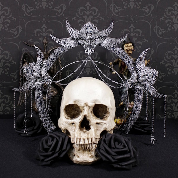 CUSTOM ORDER halo headpiece "Raven Claw" - gothic, cosplay, fantasy - Versandbereit in 6 - 8 Wochen