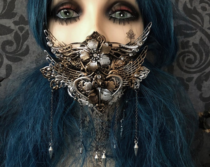 CUSTOM ORDER mouthpatch mouth mask "Hugin" - gothic, cosplay, viking, shaman, fantasy