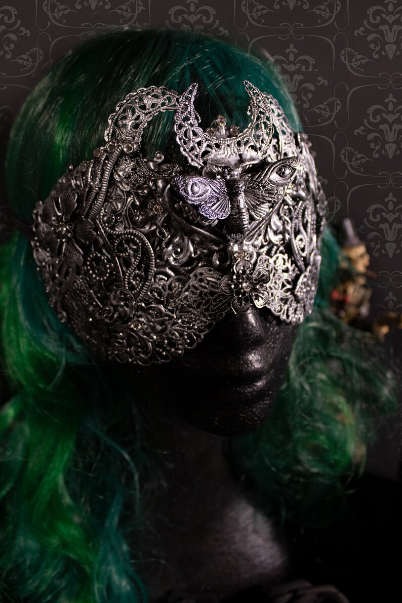 pagan cosplay shama fantasy gothic Gothic fantasy set Mothecy consisting blind mask and halo headpiece voodoo witch moth vikings
