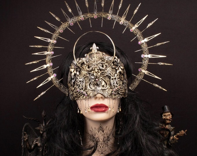 CUSTOM ORDER Set "Lightning Angel" halo headpiece & halo blind mask - gothic, cosplay, fantasy
