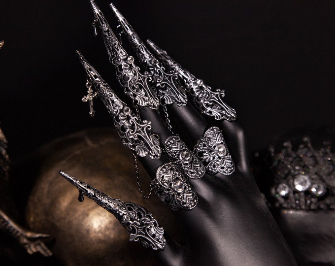 CUSTOM ORDER metal finger claws "Enomine" - gothic, cosplay, fantasy