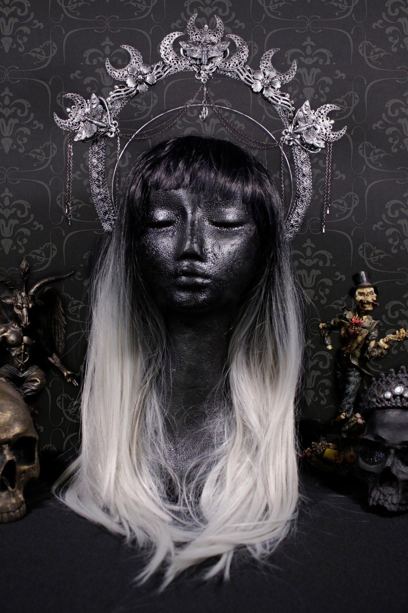 pagan cosplay shama fantasy gothic Gothic fantasy set Mothecy consisting blind mask and halo headpiece voodoo witch moth vikings